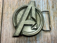 Marvel Comics Avengers Superhero Movie Logo Silver Color Used Belt Buckle