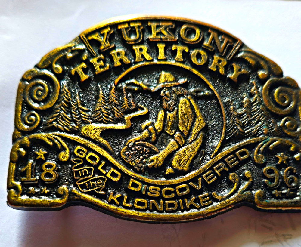 Yukon Territory Klondike Gold Rush 1896 Metal Belt Buckle Antique Finish 1.5&Prime;