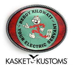 Reddy Kilowatt Belt Buckle – Retro Electric Co Art Handmade Oval Buckle – 381