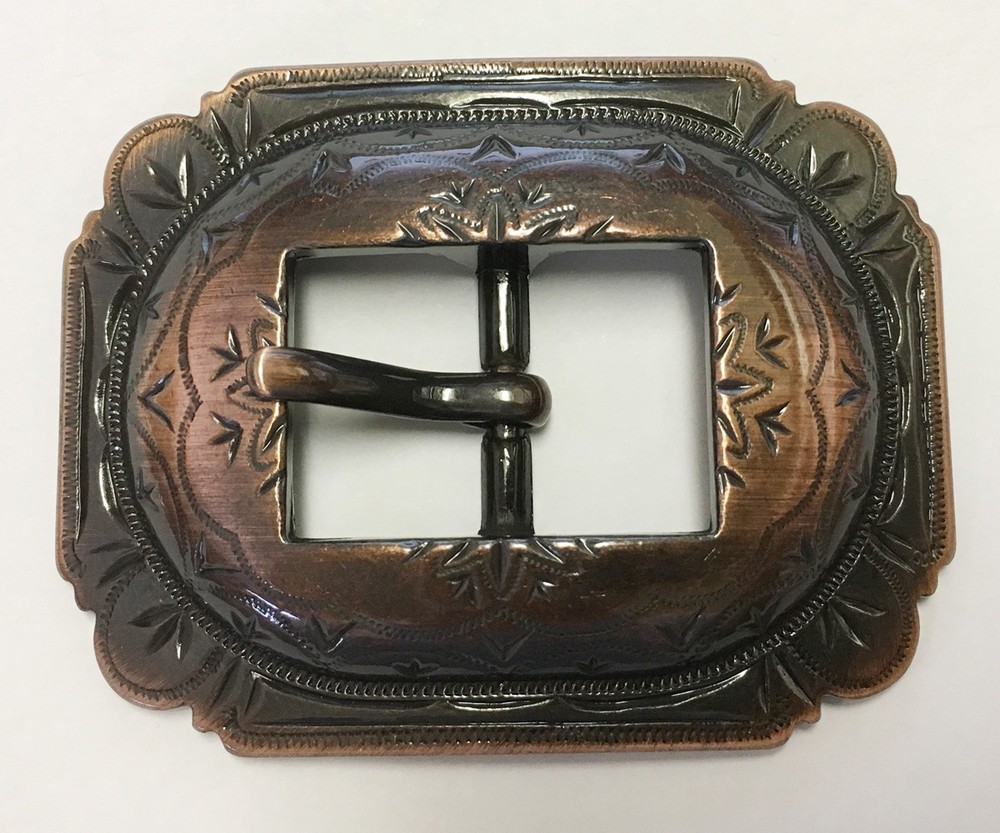 WESTERN HORSE HEADSTALL BRIDLE COPPER ENGRAVED CART BUCKLE FITS 3/4&Prime; WIDE BELT