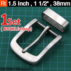 Stainless Steel Belt Buckle + Loop Set Men&rsquo;s/Women Pin Belt Buckle for 1.5&Prime;/38mm