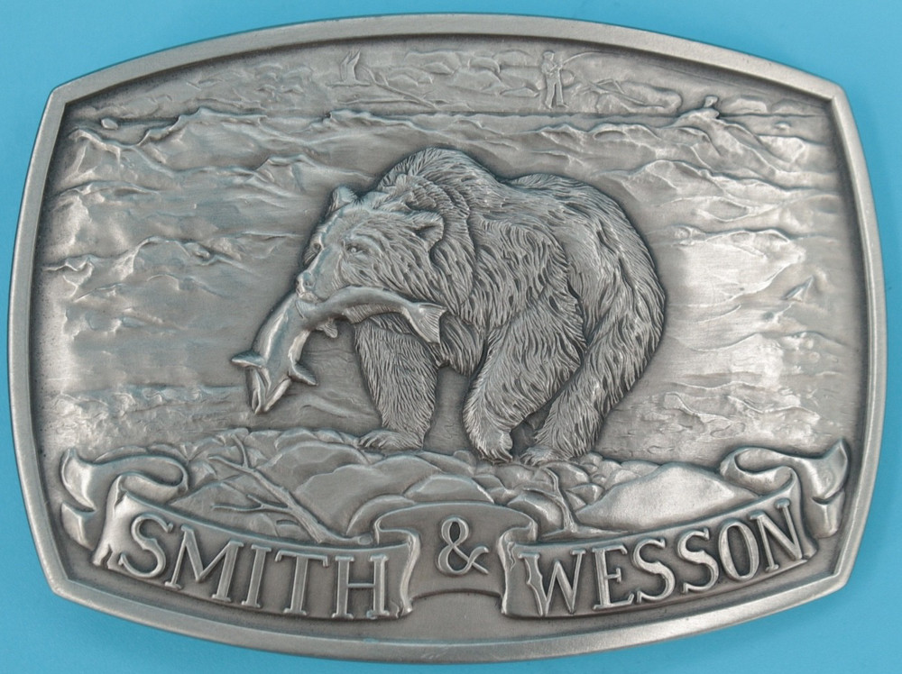 VTG 80s Smith & Wesson « Brown Bear » Western Belt Buckle