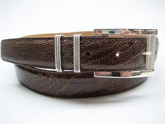 Sterling silver buckle w/ 30mm Genuine Ostrich belt size 26 to 46 made in U.S.A.