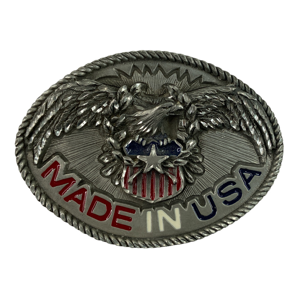 2002 Enchantment Made is USA Eagle and Flag Belt Buckle – America
