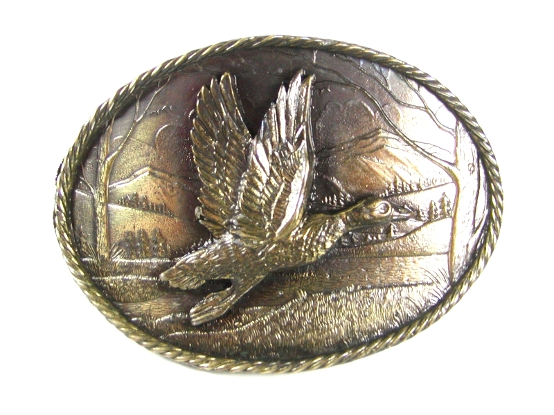 1980 Duck In Flight Solid Brass Belt Buckle By GREAT AMERICAN BUCKLE CO 52316