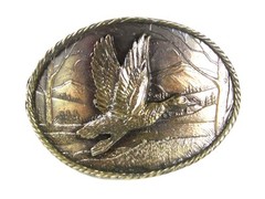 1980 Duck In Flight Solid Brass Belt Buckle By GREAT AMERICAN BUCKLE CO 52316