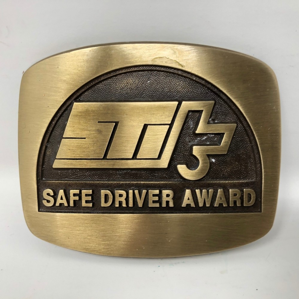 VTG Safe Driver Award Solid Brass Belt Buckle Trucking Driving School Hipster