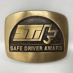 VTG Safe Driver Award Solid Brass Belt Buckle Trucking Driving School Hipster