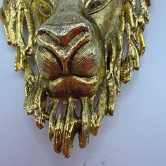 Vintage Lion Head Belt Buckle Gold Tone Statement Animal Regency Metallic 4×3