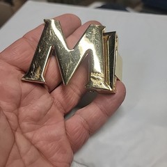 MCM gold logo reversible Belt Buckle Clean Not Too Bad Condition.