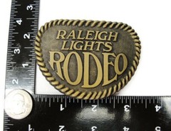 Raleigh Lights Rodeo Belt Buckle Rope Border