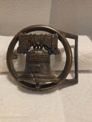 Liberty Bell Pass Stow Symbol of American independence Vintage Belt Buckle USA