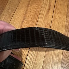 L.F.B. Black Lizard Skin Belt Self Locking Buckle Vintage 42”