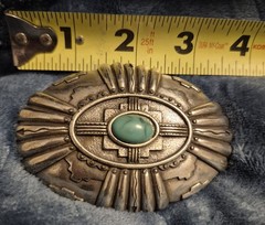 Ivan Metal Southwestern Silver Tone Turquoise Stone Belt Buckle
