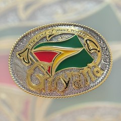 Guyana Belt Buckle Head, National Flag of Guyana “ The Land Of Many Waters”