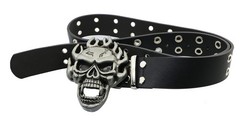 NORICAP Men And Women Metal Skull Head Leather Buckle Belt Waist Medium, K4b