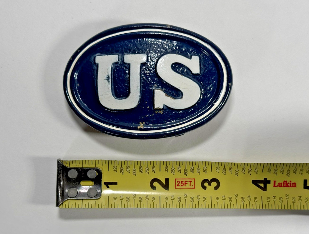 Vintage US belt buckle SOLID BRASS western REPRO replica US ARMY Painted