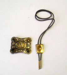 Tigers Eye Belt Buckle Belt Buckle and Bolo Tie Set. Nice