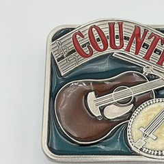 Country (Music) Western Belt Buckle Guitar Banjo Fiddle Made in USA