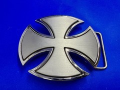Maltese Celtic Iron Cross Gothic Punk Biker Vibe Cutout Silver Tone Belt Buckle