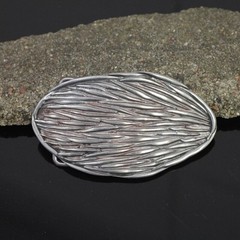Dark Antique Silver Oval Belt Buckle Organic Textured Finish