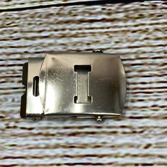Silver Tone Belt Buckle Slide Initial « I » 1.75 Inch