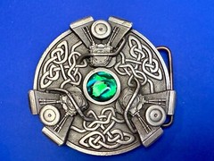Celtics Knot with Centered Green Stone Gothic Punk 2005 Bergamot Belt Buckle
