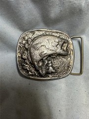Vintage 1977 Large Mouth Bass 22Lb 4 oz Belt Buckle Wyoming Studio Art