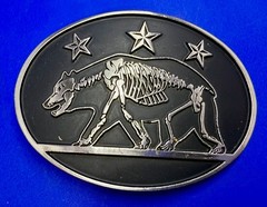 California State Flag Skeleton Grizzly Bear Stars Belt Buckle Chrome 6464