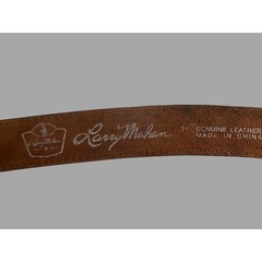 Larry Mahan Brown Genuine Leather Belt Silver Buckle 40&Prime; Length Made in China