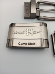 Lot of 4 Mens Assorted Designer Brands Chrome Metal Silver Belt Buckles