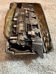Vintage Locomotive Train Belt Buckle by Siskiyou-Bergamont 3.25”x2.0”