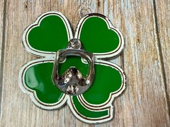 Lucky Four Leaf Clover Shamrock Green Silver Novelty Bottle Opener & Belt Buckle