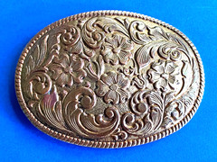 Vintage Chambers Phoenix Silverplated Floral Western Belt Buckle