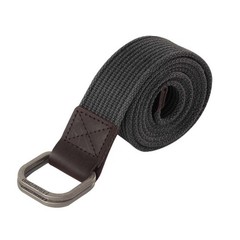 Vintage Style mens canvas belt，Designer Double Buckle L（37-40）, Wash-black