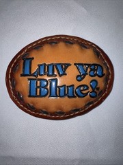 Vintage « Luv Ya Blue!  » OILERS Belt Buckle Leather Top Grain Cowhide 8909 🔥🔥
