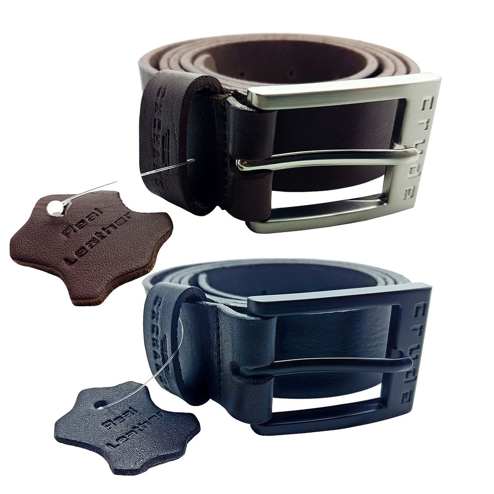 CRUDE EXCHANGE Mens Black Brown Trouser Jeans Real Genuine Leather Belts 26&Prime;-64&Prime;