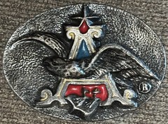 ANHEUSER-BUSCH logo Belt Buckle Vintage Metal Enamel