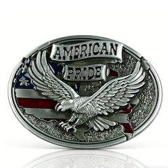 Vintage Western Cowboy Belt Buckle American Flag Eagle Patriotic Mens Gift