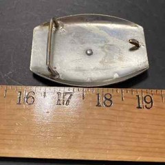 Vintage JUSTIN Nickel Silver Texas Longhorn Steer Cattle Bull Rodeo Belt Buckle