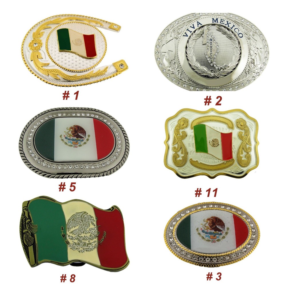 Mexico Flag Mexican Country Belt Buckle Western Cowboy Cowgirl Rodeo Mens Womens
