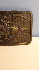 VTG~**PONY EXPRESS OVERLAND MAIL COMPANY BELT BUCKLE**~1860~Brass Metal