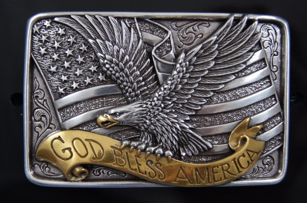 Nocona God Bless America Buckle American Flag Belt Buckle 37015