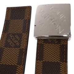 Louis Vuitton M6803 Damier Logo Buckle Suntulle Carre Leather Belt Brown Used