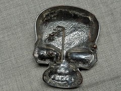vintage Y2K belt buckle SKULL chrome metal STUDDED skeleton PUNK tripp hot topic