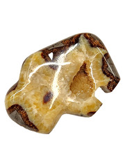 Large Polished Carved Septarian Nodule Crystal Calcite Buffalo Brass Belt Buckle