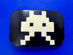 Video Game Arcade Icon Character Black & White Pixilated Pattern Belt Buckle