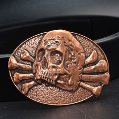 Red Copper Skeleton Skull Design Gothic Men&rsquo;s Belt Buckle (Belt Not Included)