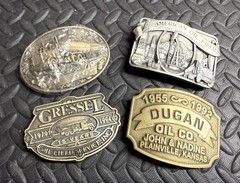 Lot: 1983 American Oil Field Belt Buckle, Conoco Tanker & 2 More Vtg. Oil & Gas!