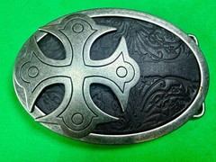 Maltese Celtic Iron Cross Gothic Punk Biker Black & Silver Color Belt Buckle